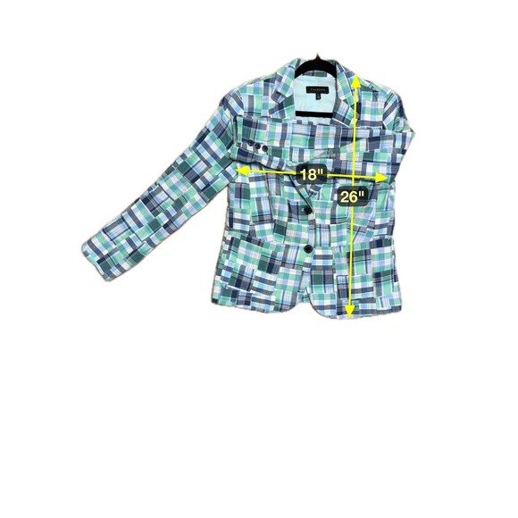 Talbots Madras Plaid Cotton Patchwork Blazer Jacket Womens Size 6 Retro Preppy - Picture 8 of 8